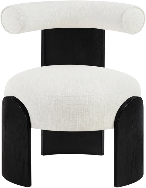 Opal Cream Linen Textured Fabric Upholstered Accent Chair, 1 Piece (Style 3)