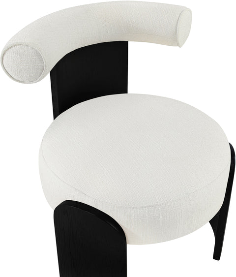 Opal Cream Linen Textured Fabric Upholstered Accent Chair, 1 Piece (Style 3)