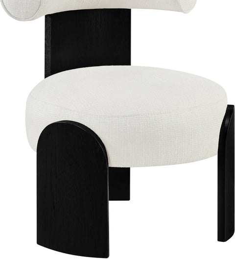 Opal Cream Linen Textured Fabric Upholstered Accent Chair, 1 Piece (Style 3)