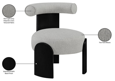 Opal Grey Linen Textured Fabric Upholstered Accent Chair, 1 Piece