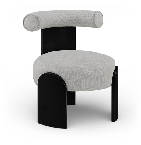 Opal Grey Linen Textured Fabric Upholstered Accent Chair, 1 Piece