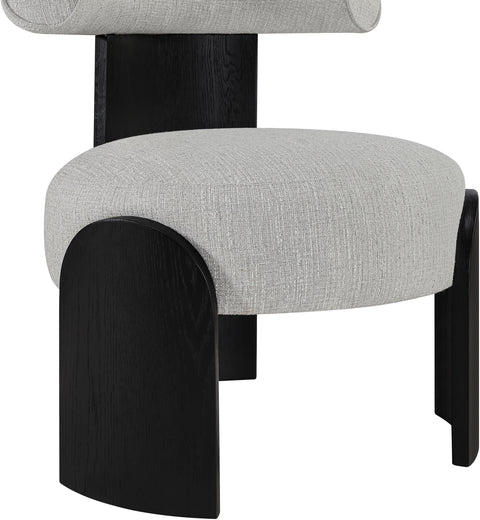 Opal Grey Linen Textured Fabric Upholstered Accent Chair, 1 Piece