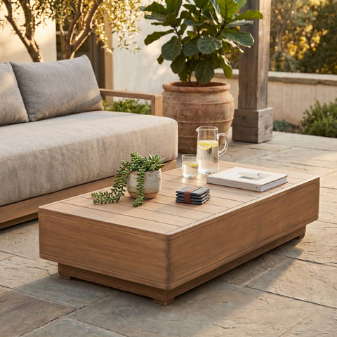 Rowan Natural Acacia Wood Outdoor Patio Coffee Table, 1 Piece