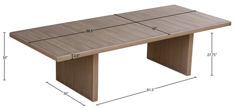 Rowan 88.5" / 114.75" Natural Acacia Wood Outdoor Patio Dining Table, 1 Piece
