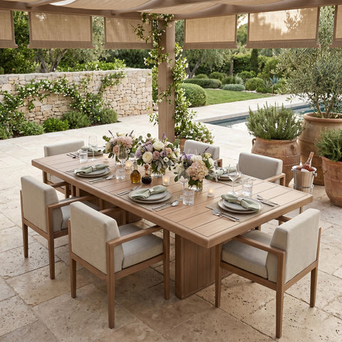 Rowan 88.5" / 114.75" Natural Acacia Wood Outdoor Patio Dining Table, 1 Piece