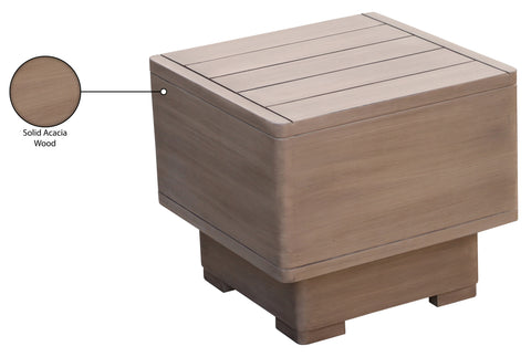 Rowan Natural Acacia Wood Outdoor Patio End / Side Table, 1 Piece