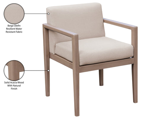 Rowan Beige Olefin Performance Fabric Outdoor Patio Dining Arm Chair, 1 Piece