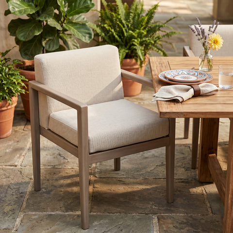Rowan Beige Olefin Performance Fabric Outdoor Patio Dining Arm Chair, 1 Piece