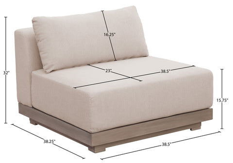 Rowan Beige Olefin Performance Fabric Outdoor Patio Armless Chair, 1 Piece