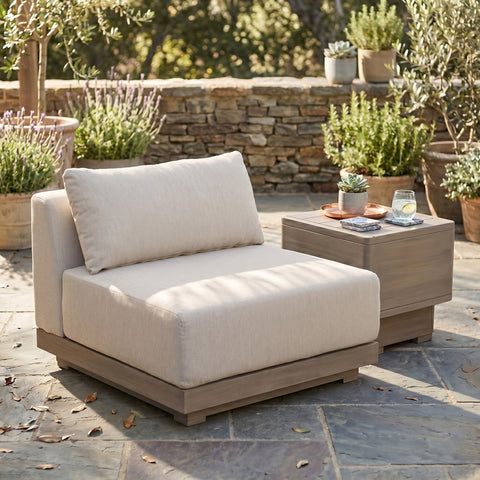 Rowan Beige Olefin Performance Fabric Outdoor Patio Armless Chair, 1 Piece