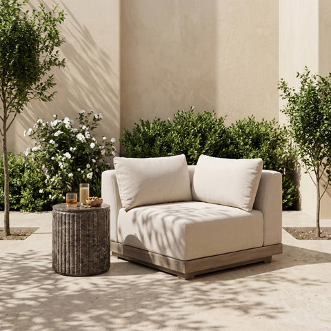 Rowan Beige Olefin Performance Fabric Outdoor Patio Corner Chair, 1 Piece