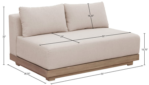 Rowan 55" Beige Olefin Performance Fabric Outdoor Patio Loveseat, 1 Piece