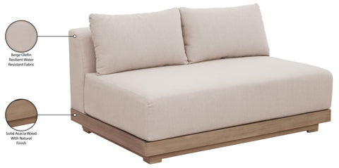 Rowan 55" Beige Olefin Performance Fabric Outdoor Patio Loveseat, 1 Piece