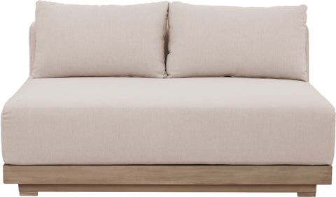 Rowan 55" Beige Olefin Performance Fabric Outdoor Patio Loveseat, 1 Piece