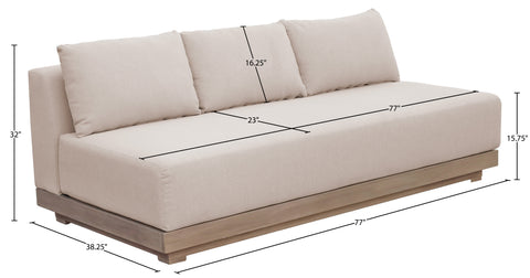Rowan 77" Beige Olefin Performance Fabric Outdoor Patio Sofa, 1 Piece