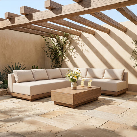 Rowan Beige Olefin Performance Fabric Outdoor Patio Sectional, 3-Piece