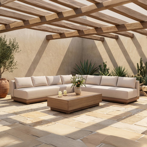 Rowan Beige Olefin Performance Fabric Outdoor Patio Sectional, 3-Piece (Style 2)