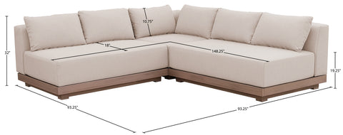 Rowan Beige Olefin Performance Fabric Outdoor Patio Sectional, 3-Piece (Style 3)