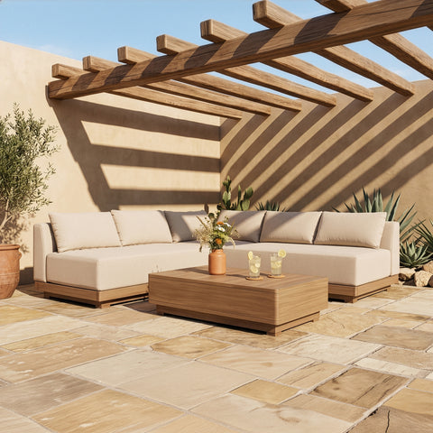 Rowan Beige Olefin Performance Fabric Outdoor Patio Sectional, 3-Piece (Style 3)