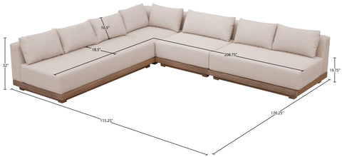 Rowan Beige Olefin Performance Fabric Outdoor Patio Sectional, 4-Piece