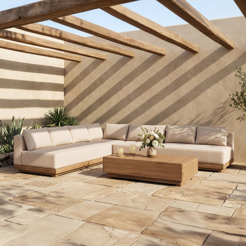 Rowan Beige Olefin Performance Fabric Outdoor Patio Sectional, 4-Piece