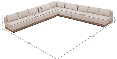 Rowan Beige Olefin Performance Fabric Outdoor Patio Sectional, 5-Piece