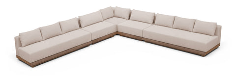 Rowan Beige Olefin Performance Fabric Outdoor Patio Sectional, 5-Piece