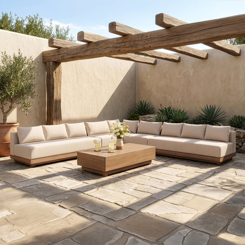 Rowan Beige Olefin Performance Fabric Outdoor Patio Sectional, 5-Piece