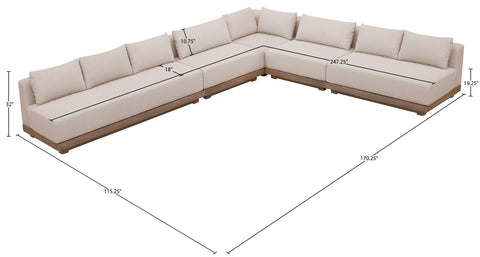 Rowan Beige Olefin Performance Fabric Outdoor Patio Sectional, 5-Piece (Style 2)