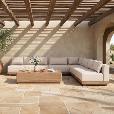 Rowan Beige Olefin Performance Fabric Outdoor Patio Sectional, 5-Piece (Style 2)