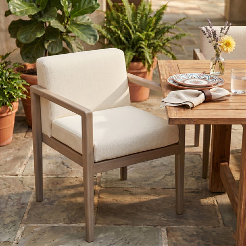 Rowan Cream Olefin Performance Fabric Outdoor Patio Dining Arm Chair, 1 Piece