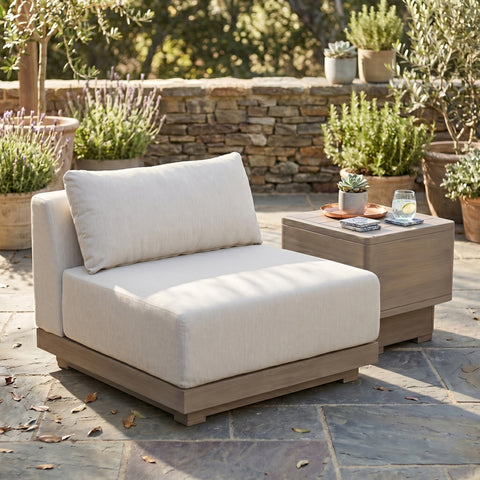 Rowan Cream Olefin Performance Fabric Outdoor Patio Armless Chair, 1 Piece