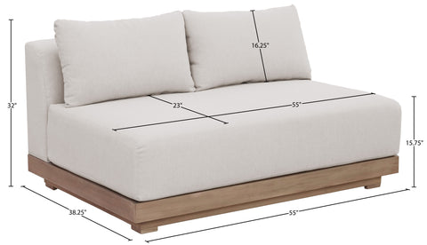 Rowan 55" Cream Olefin Performance Fabric Outdoor Patio Loveseat, 1 Piece