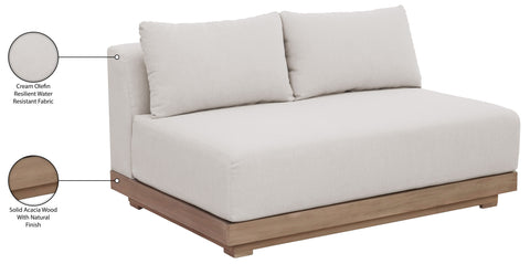 Rowan 55" Cream Olefin Performance Fabric Outdoor Patio Loveseat, 1 Piece