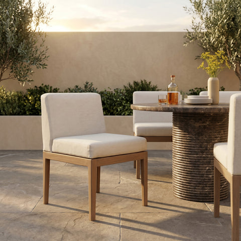 Rowan Cream Olefin Performance Fabric Outdoor Patio Dining Side Chair, 1 Piece