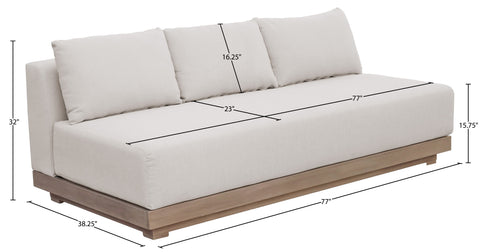 Rowan 77" Cream Olefin Performance Fabric Outdoor Patio Sofa, 1 Piece