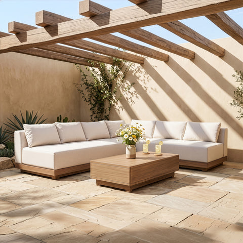 Rowan Cream Olefin Performance Fabric Outdoor Patio Sectional, 3-Piece
