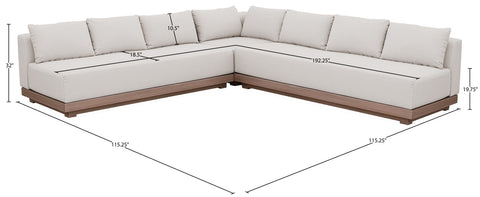 Rowan Cream Olefin Performance Fabric Outdoor Patio Sectional, 3-Piece (Style 2)