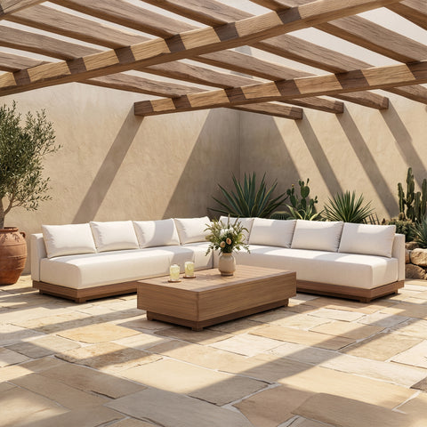 Rowan Cream Olefin Performance Fabric Outdoor Patio Sectional, 3-Piece (Style 2)