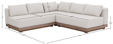 Rowan Cream Olefin Performance Fabric Outdoor Patio Sectional, 3-Piece (Style 3)