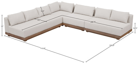 Rowan Cream Olefin Performance Fabric Outdoor Patio Sectional, 4-Piece