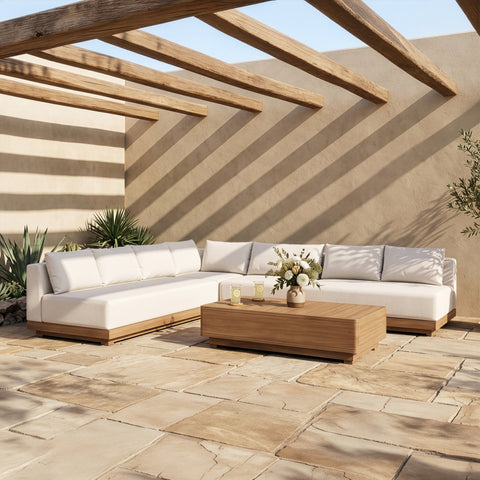 Rowan Cream Olefin Performance Fabric Outdoor Patio Sectional, 4-Piece