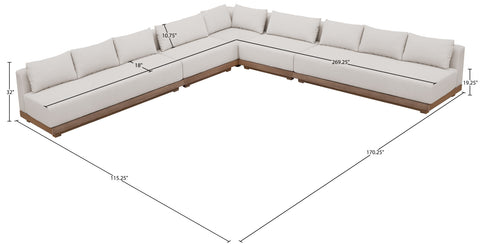 Rowan Cream Olefin Performance Fabric Outdoor Patio Sectional, 5-Piece