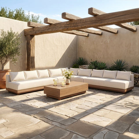 Rowan Cream Olefin Performance Fabric Outdoor Patio Sectional, 5-Piece