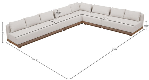 Rowan Cream Olefin Performance Fabric Outdoor Patio Sectional, 5-Piece (Style 2)