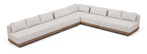 Rowan Cream Olefin Performance Fabric Outdoor Patio Sectional, 5-Piece (Style 2)