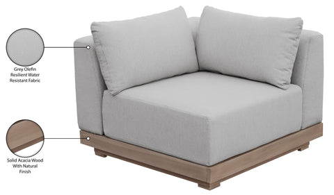 Rowan Grey Olefin Performance Fabric Outdoor Patio Corner Chair, 1 Piece