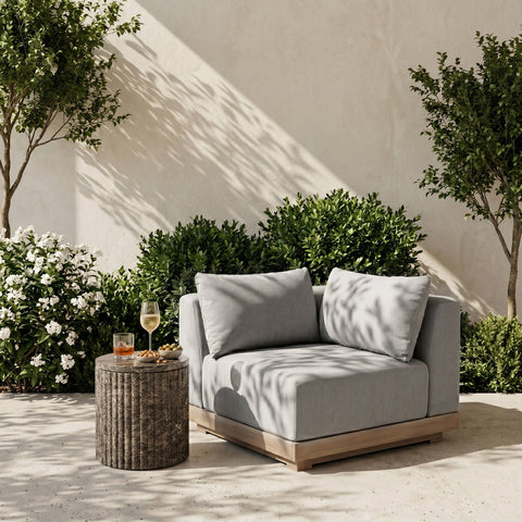 Rowan Grey Olefin Performance Fabric Outdoor Patio Corner Chair, 1 Piece
