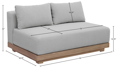 Rowan 55" Grey Olefin Performance Fabric Outdoor Patio Loveseat, 1 Piece