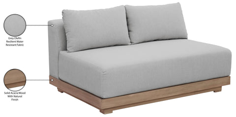 Rowan 55" Grey Olefin Performance Fabric Outdoor Patio Loveseat, 1 Piece
